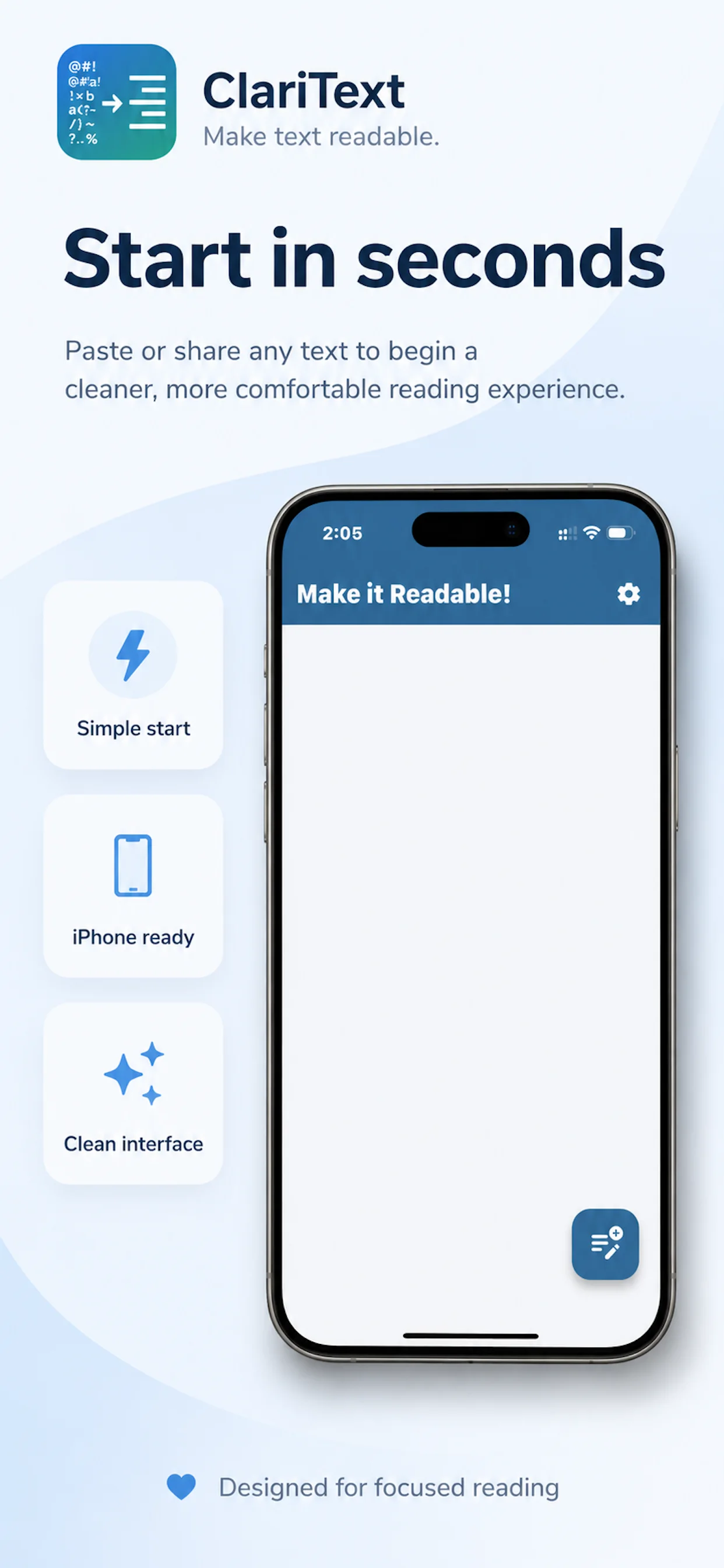 ClariText — Start in seconds